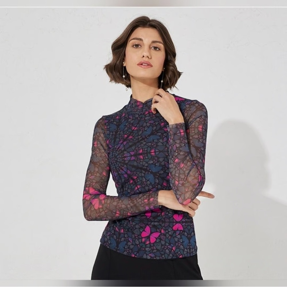 ▪️Ted Baker Kamille Butterfly Mesh
High Neck Long Sleeve Mock Neck Top